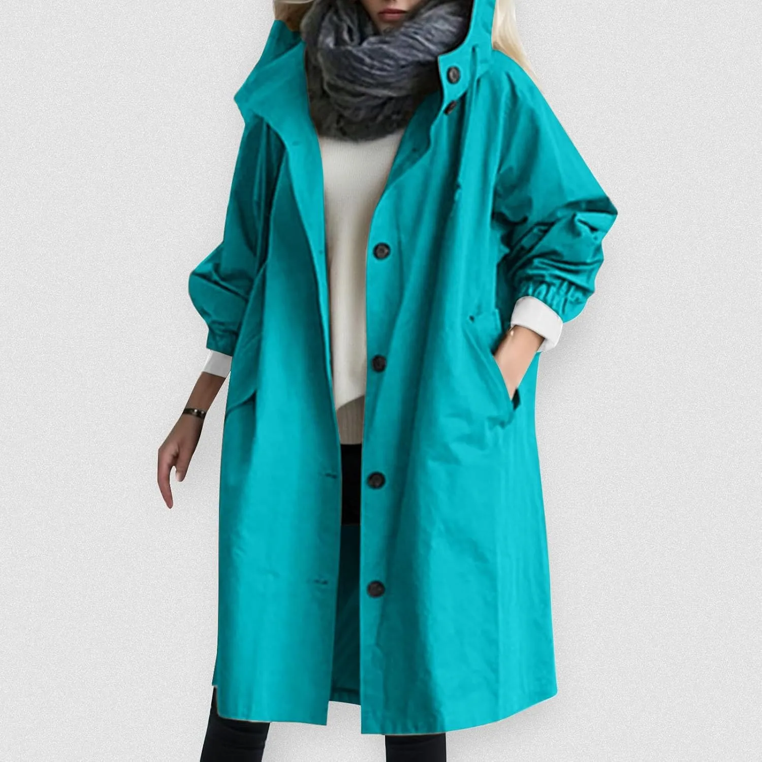 Womens Lightwight Loose Fit Long Jackets Long Sleeve Button Down Oversized Windbreaker Casual Open Front Cardigans