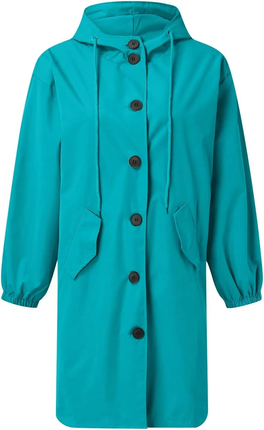 Womens Lightwight Loose Fit Long Jackets Long Sleeve Button Down Oversized Windbreaker Casual Open Front Cardigans