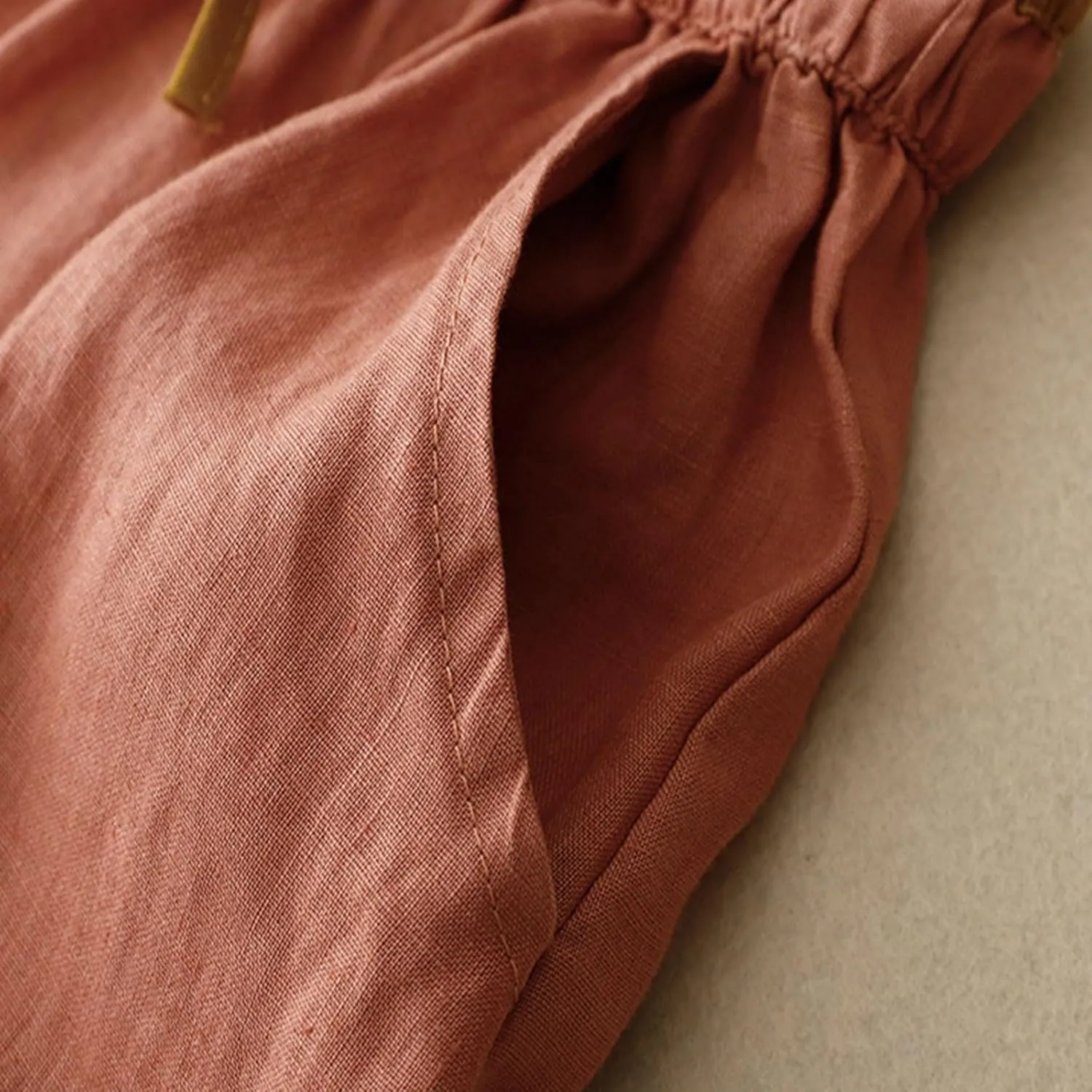 Womens Linen Cotton Skirts Drawstring Elastic Waist Comfy Loose Boho Skirts with Pockets Lightweight Sumnmer Skirts