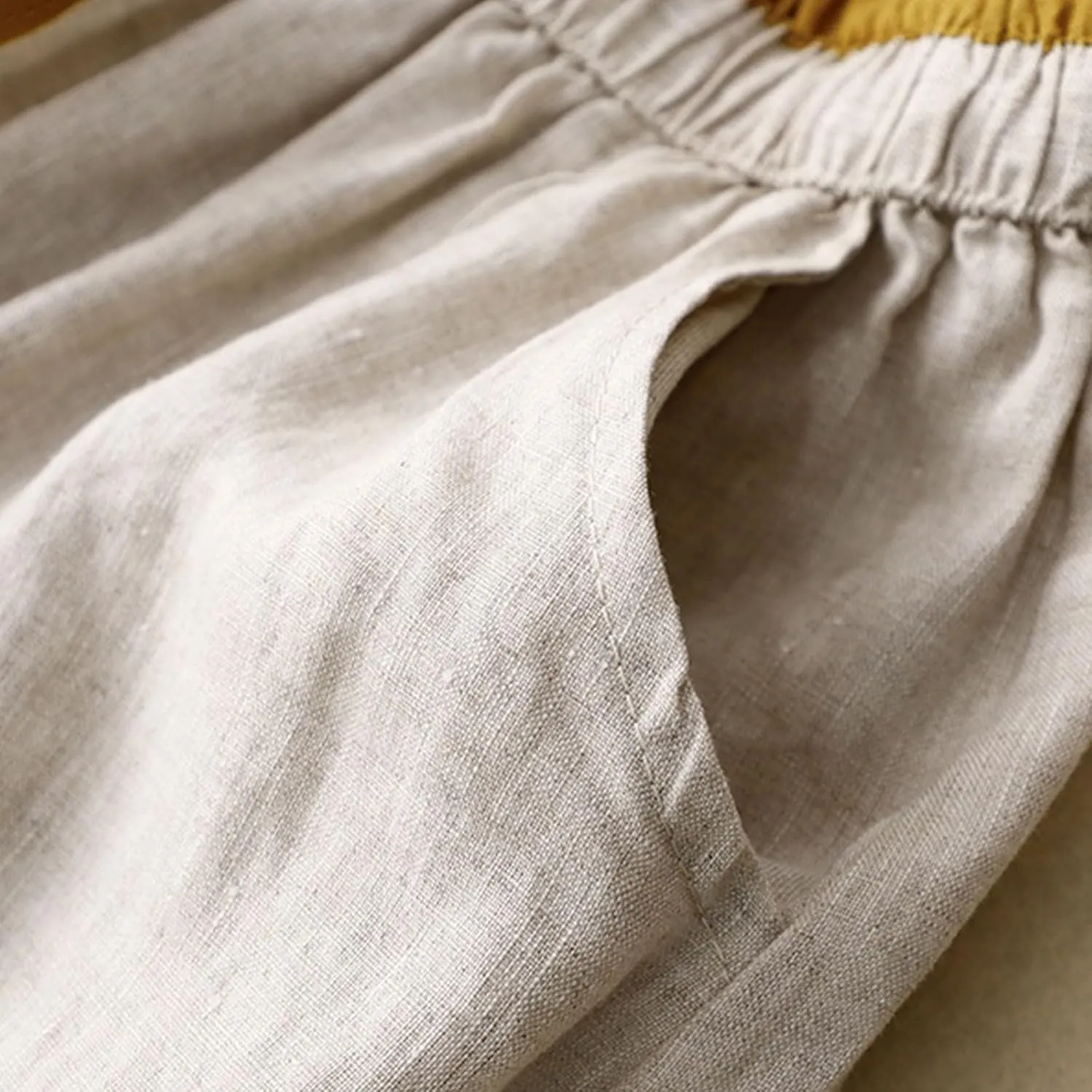 Womens Linen Cotton Skirts Drawstring Elastic Waist Comfy Loose Boho Skirts with Pockets Lightweight Sumnmer Skirts