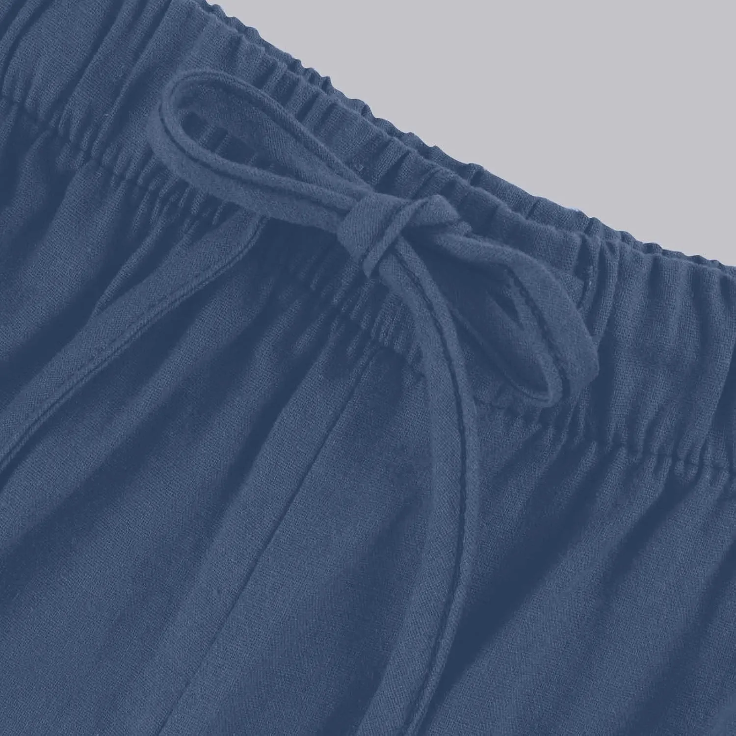 Women's Linen Summer Flowy Palazzo Pants Flowy Wide Leg High Waisted Drawstring Beach Palazzo Trousers with Pockets
