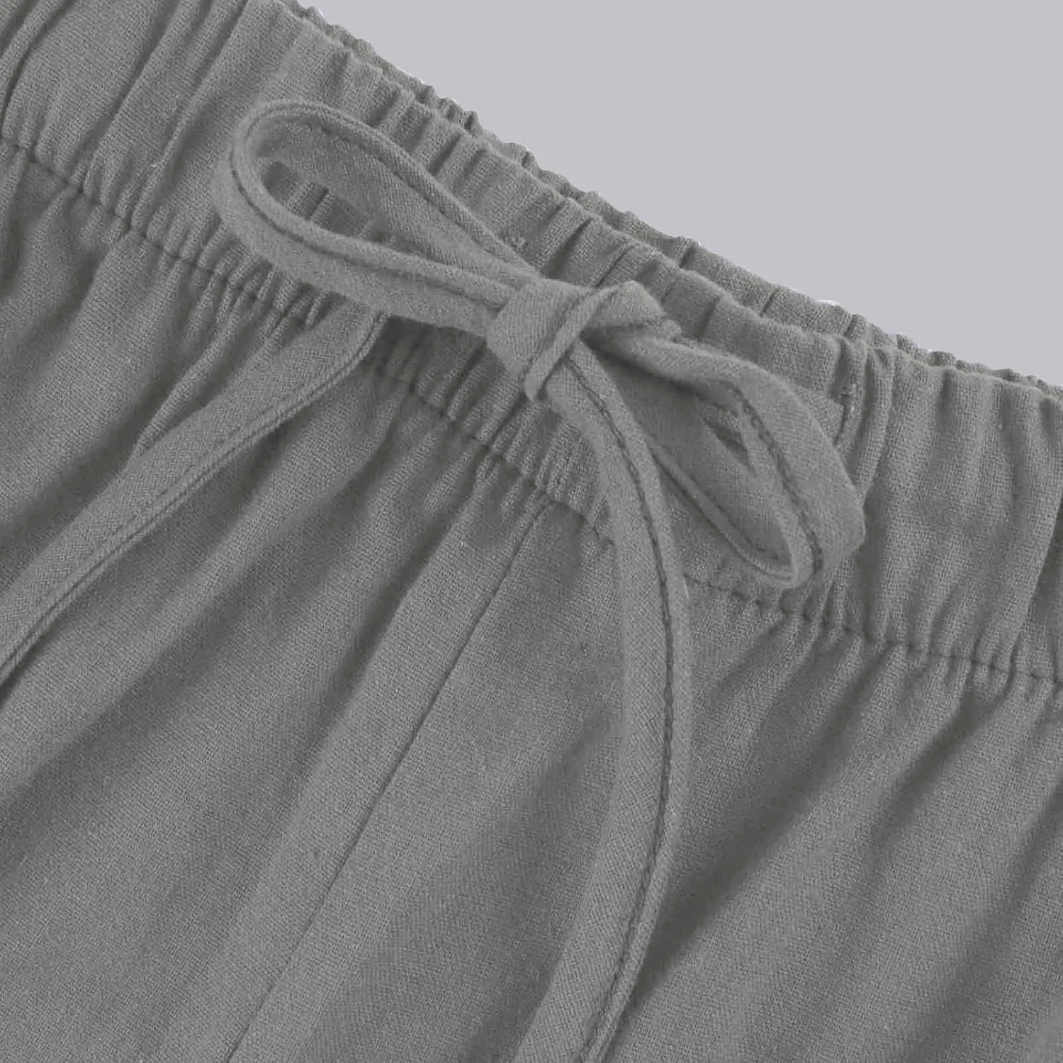 Women's Linen Summer Flowy Palazzo Pants Flowy Wide Leg High Waisted Drawstring Beach Palazzo Trousers with Pockets