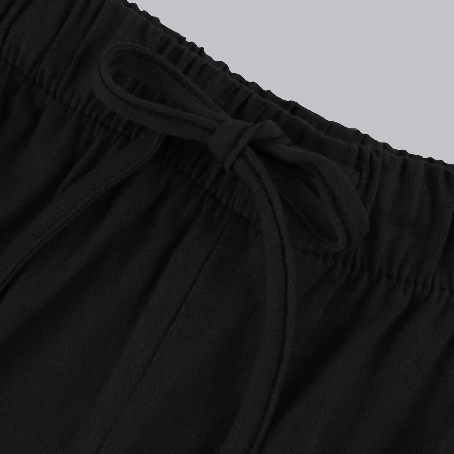 Women's Linen Summer Flowy Palazzo Pants Flowy Wide Leg High Waisted Drawstring Beach Palazzo Trousers with Pockets