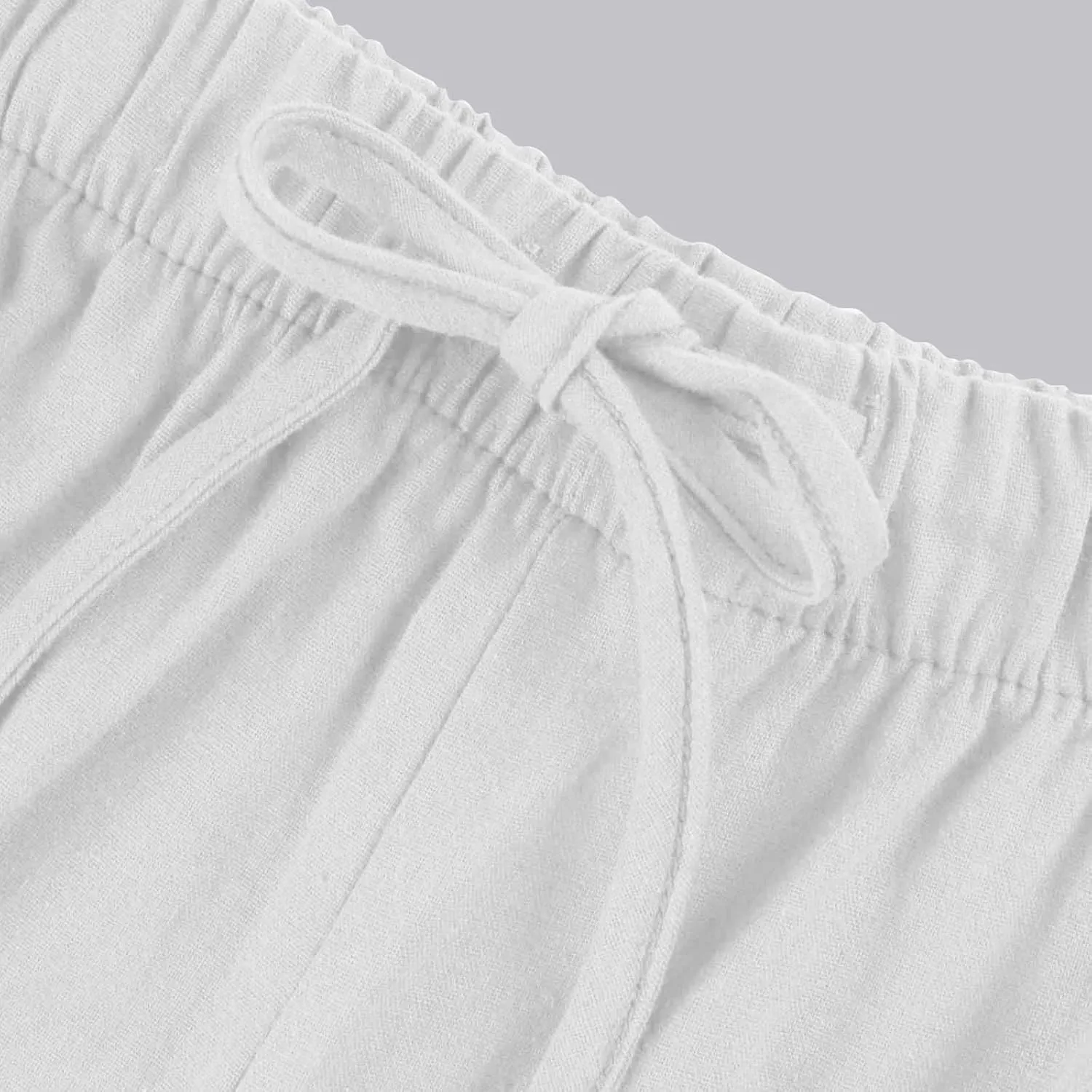 Women's Linen Summer Flowy Palazzo Pants Flowy Wide Leg High Waisted Drawstring Beach Palazzo Trousers with Pockets