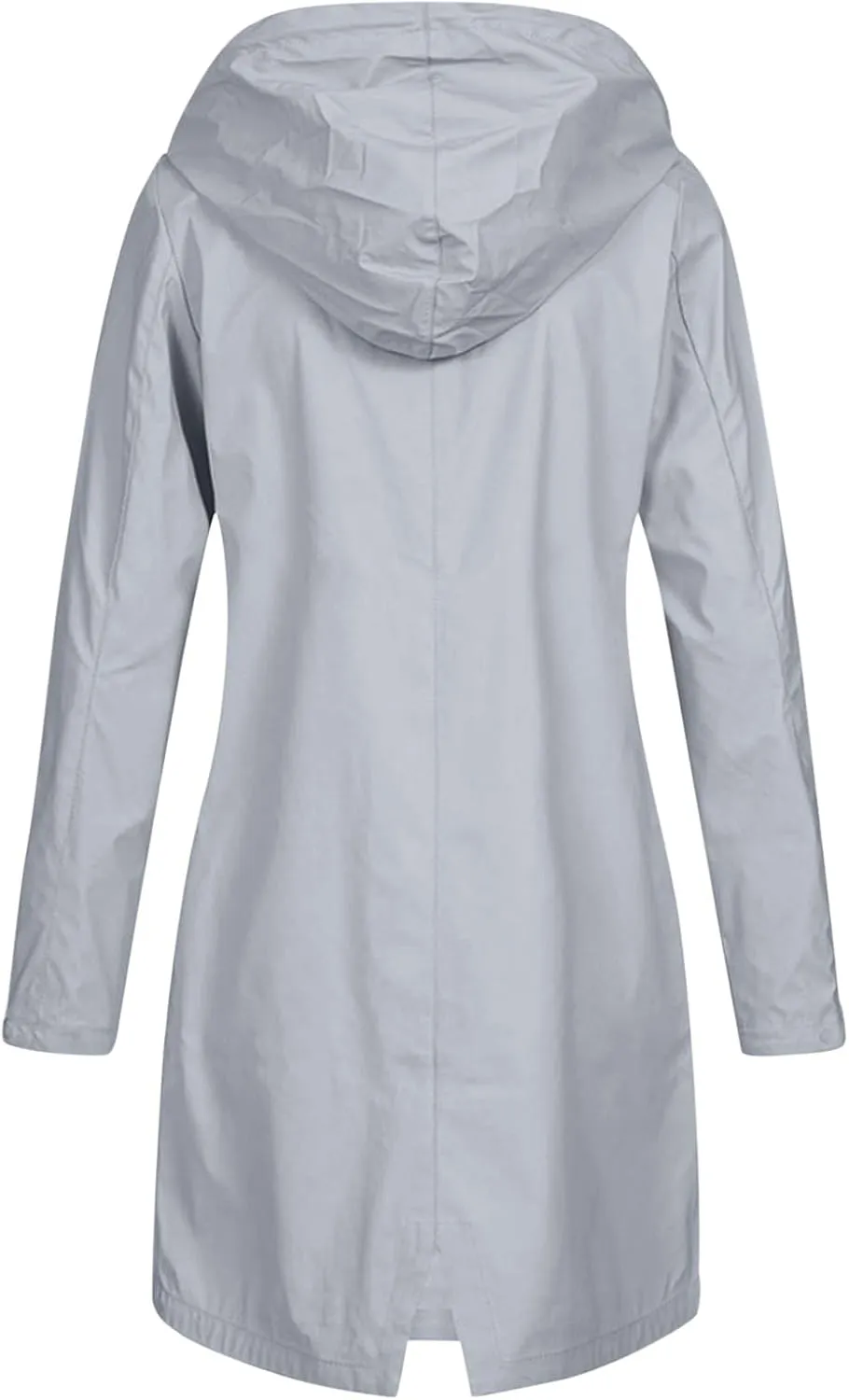 Women's Long Raincoat Jacket Solid Color Zipper Down Windproof Hooded Jackets Outdoor Lightweight Oversized Coats