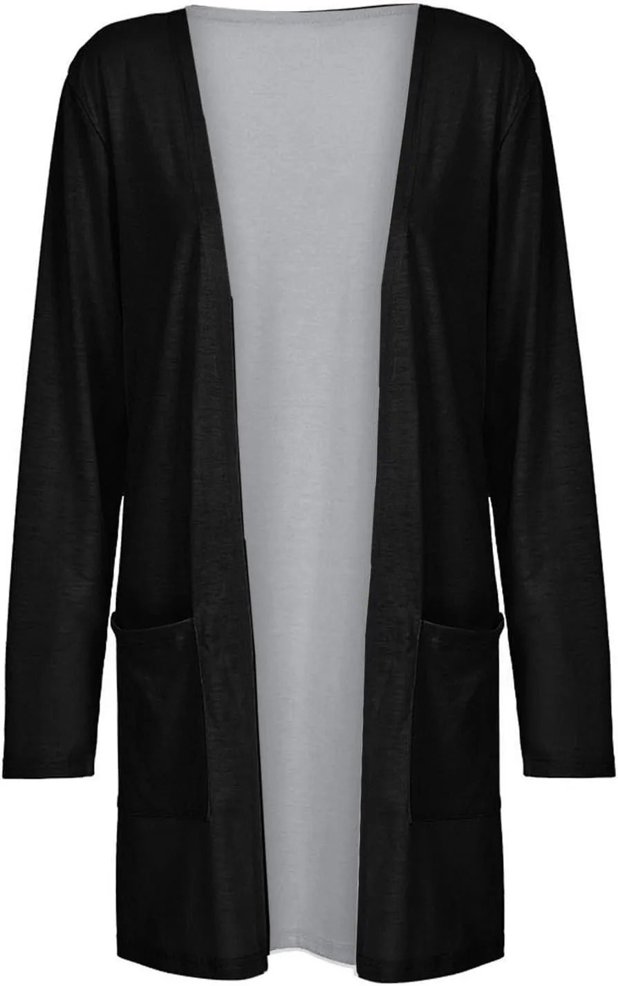 Women's Long Sleeve Cardigan Dressy 2025 Mid-Length Casual Shirt Floral Print Fashion Tshirt Trendy Coat with Pocket