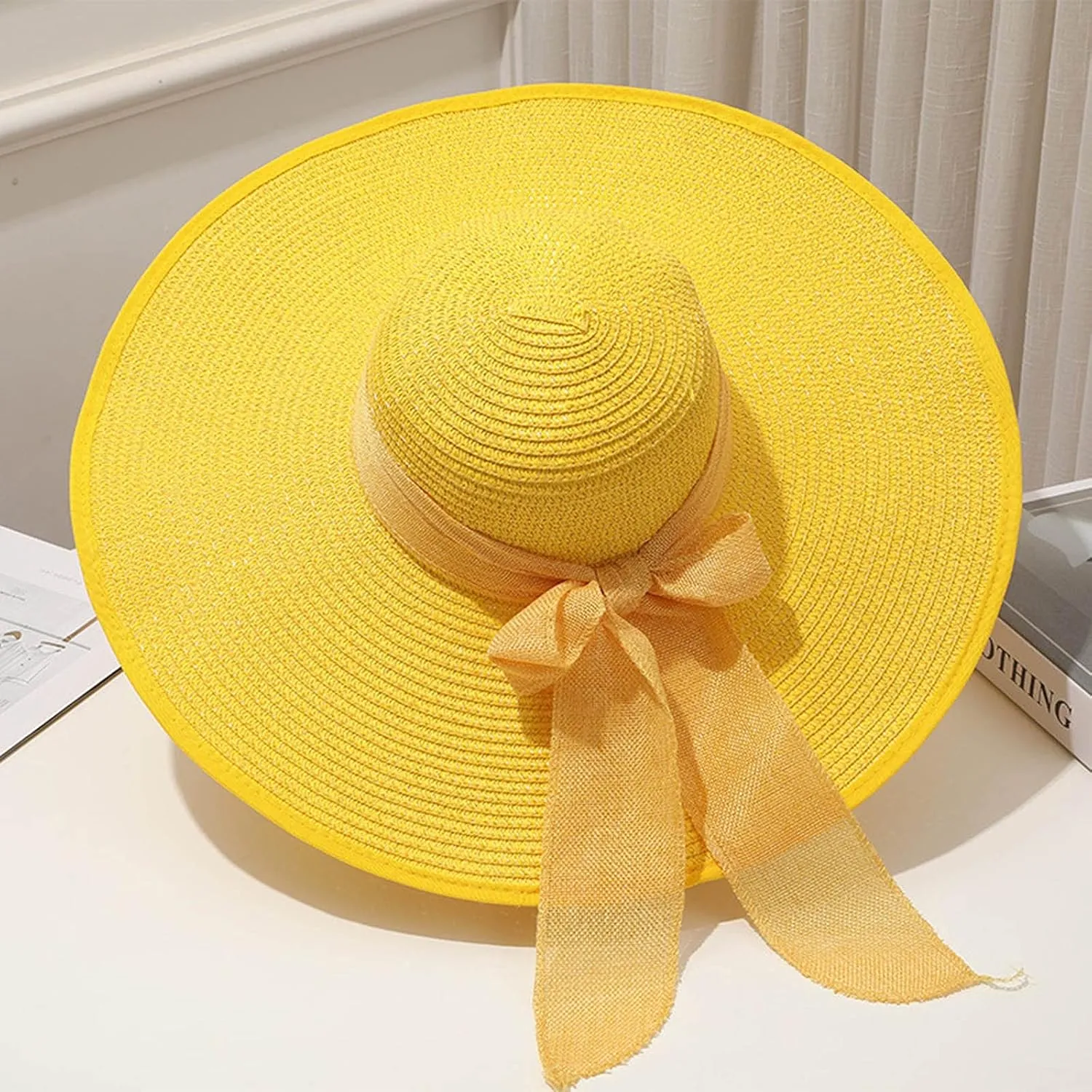 Womens Mens Wide Brim 𝐒traw Panama Hat Fedora Summer Beach Sun Hat UPF 𝐒traw Hats for WomenHat for Women