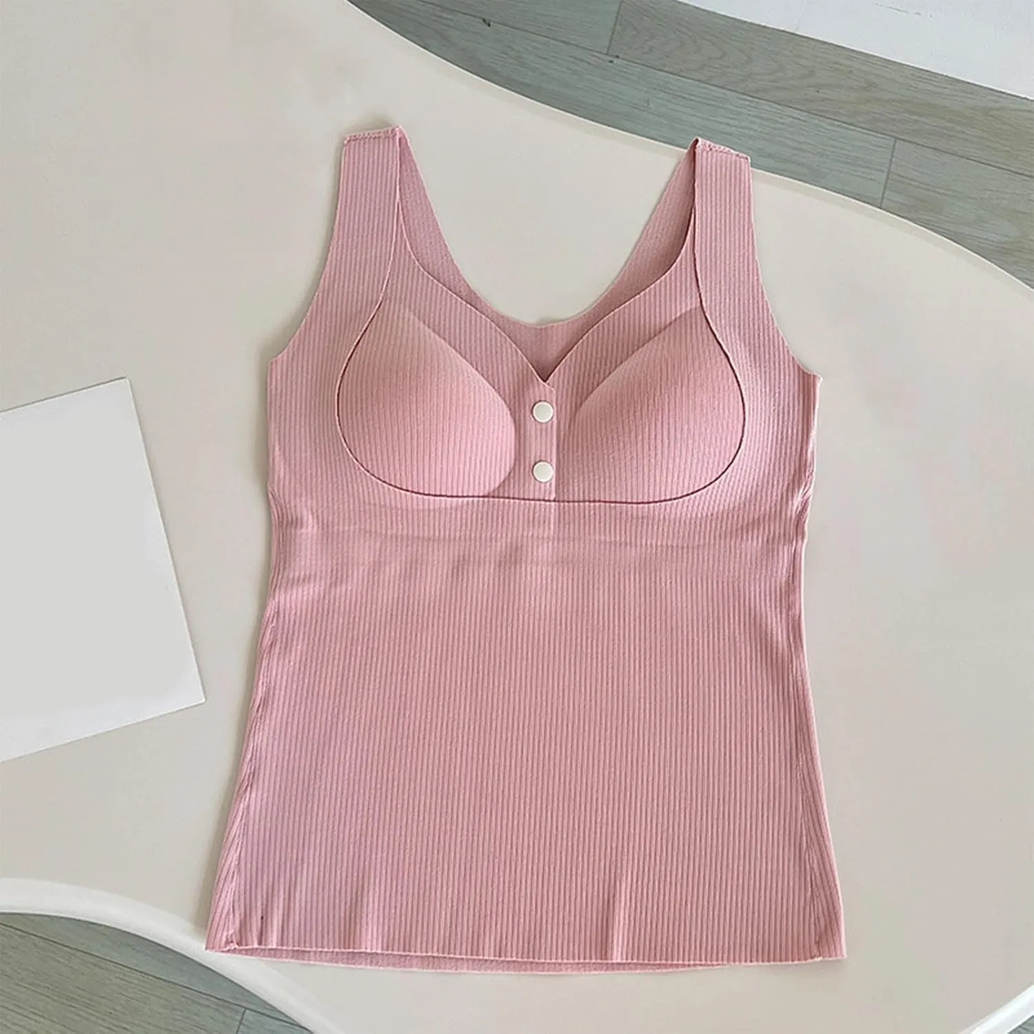 Womens Nursing Tank Tops Built in Bra for Breastfeeding Maternity V-Neck Button Up Camisole Brasieres