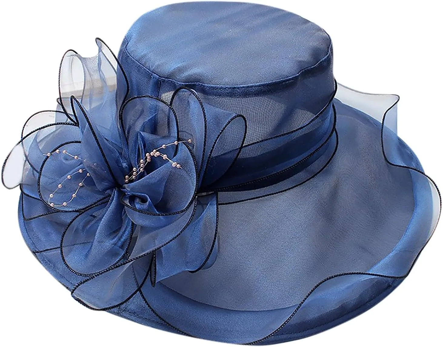 Womens Organza Church Derby Hat 2025 Wide Brim Beach Sun Hats for Wedding Tea Party Fascinator Hat Summer