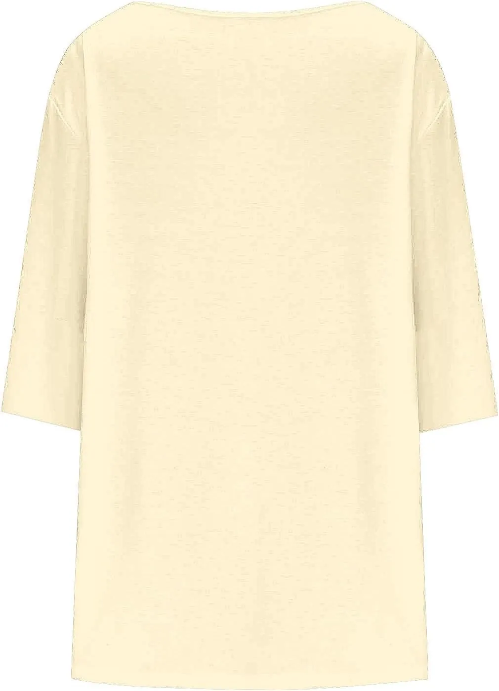 Womens Oversized Tunic Tops Summer 3/4 Sleeve Crewnek Flowy T Shirts Hide Belly Pleated Soft Comfy Casual Tee Blouses
