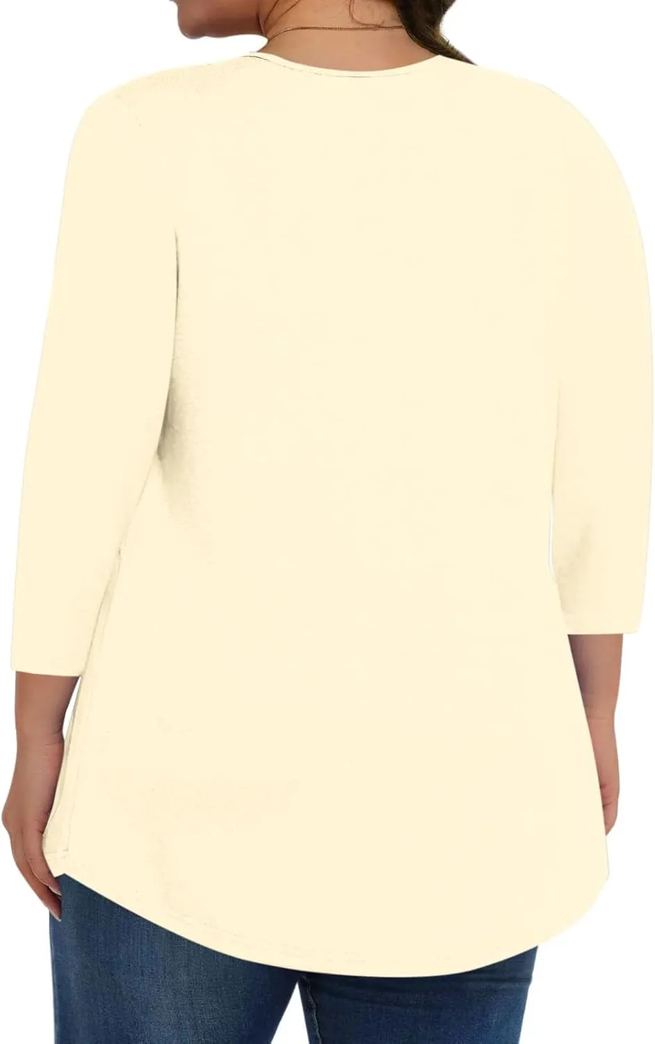 Womens Oversized Tunic Tops Summer 3/4 Sleeve Crewnek Flowy T Shirts Hide Belly Pleated Soft Comfy Casual Tee Blouses