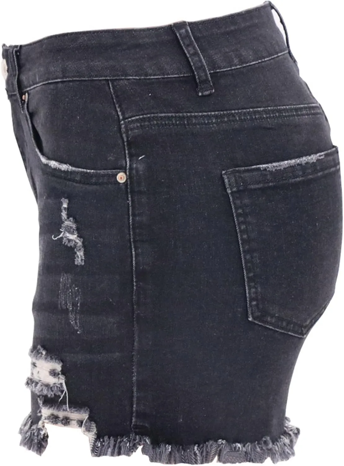 Womens Ripped Stretchy Jean Shorts High Waisted Distressed Frayed Raw Hem Denim Shorts with Pockets Hot Summer Jeans