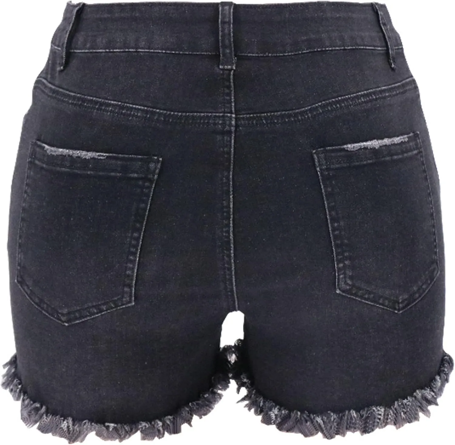 Womens Ripped Stretchy Jean Shorts High Waisted Distressed Frayed Raw Hem Denim Shorts with Pockets Hot Summer Jeans