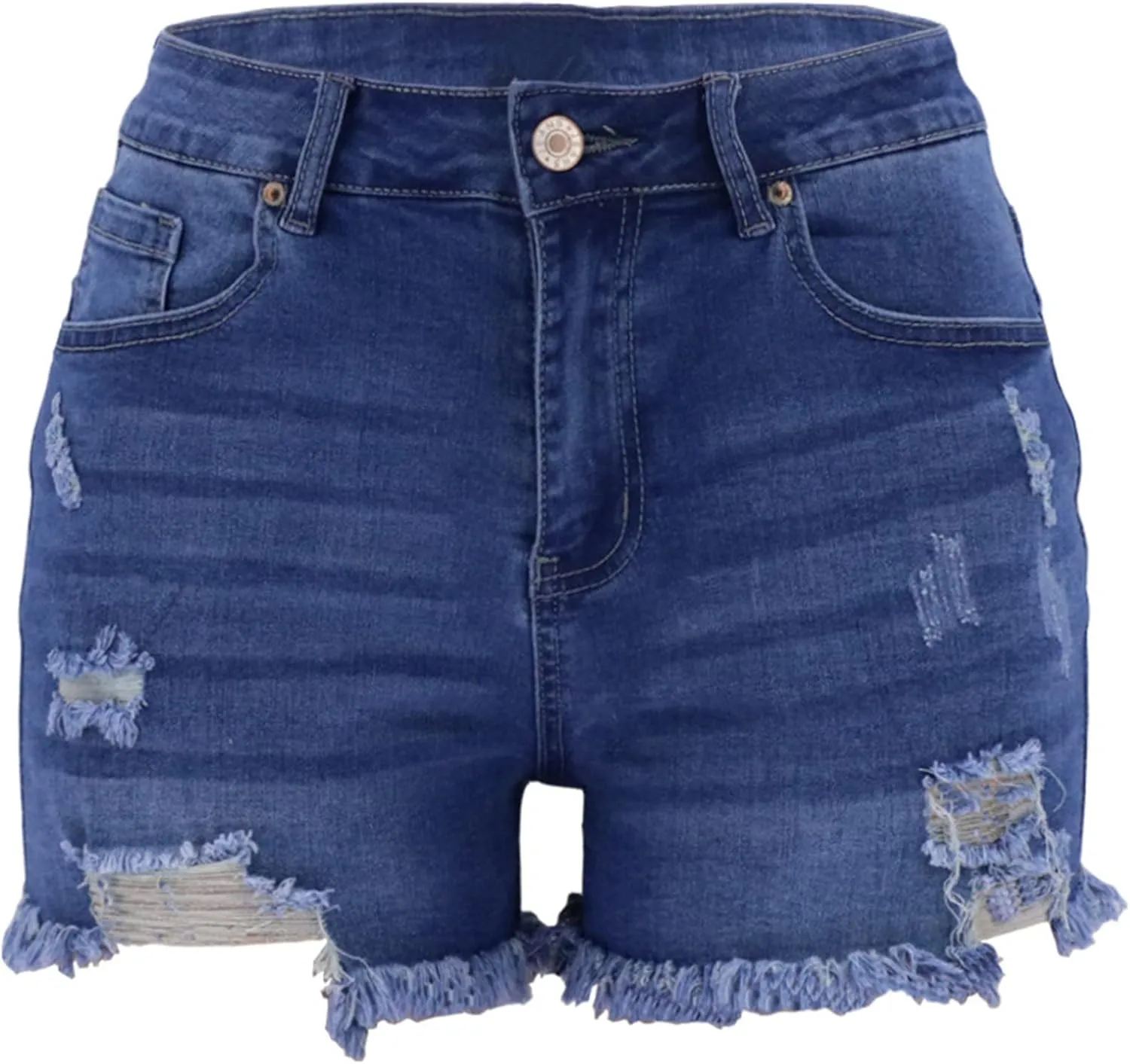 Womens Ripped Stretchy Jean Shorts High Waisted Distressed Frayed Raw Hem Denim Shorts with Pockets Hot Summer Jeans