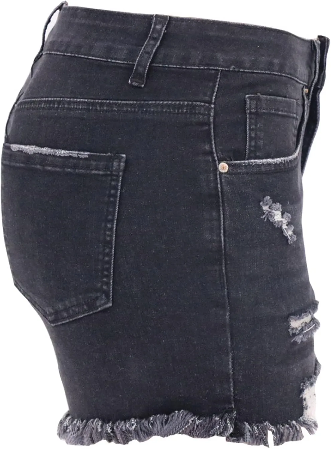 Womens Ripped Stretchy Jean Shorts High Waisted Distressed Frayed Raw Hem Denim Shorts with Pockets Hot Summer Jeans