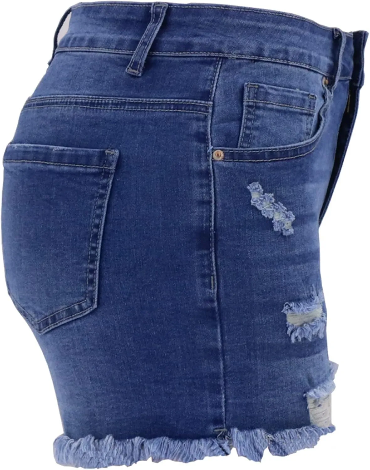 Womens Ripped Stretchy Jean Shorts High Waisted Distressed Frayed Raw Hem Denim Shorts with Pockets Hot Summer Jeans