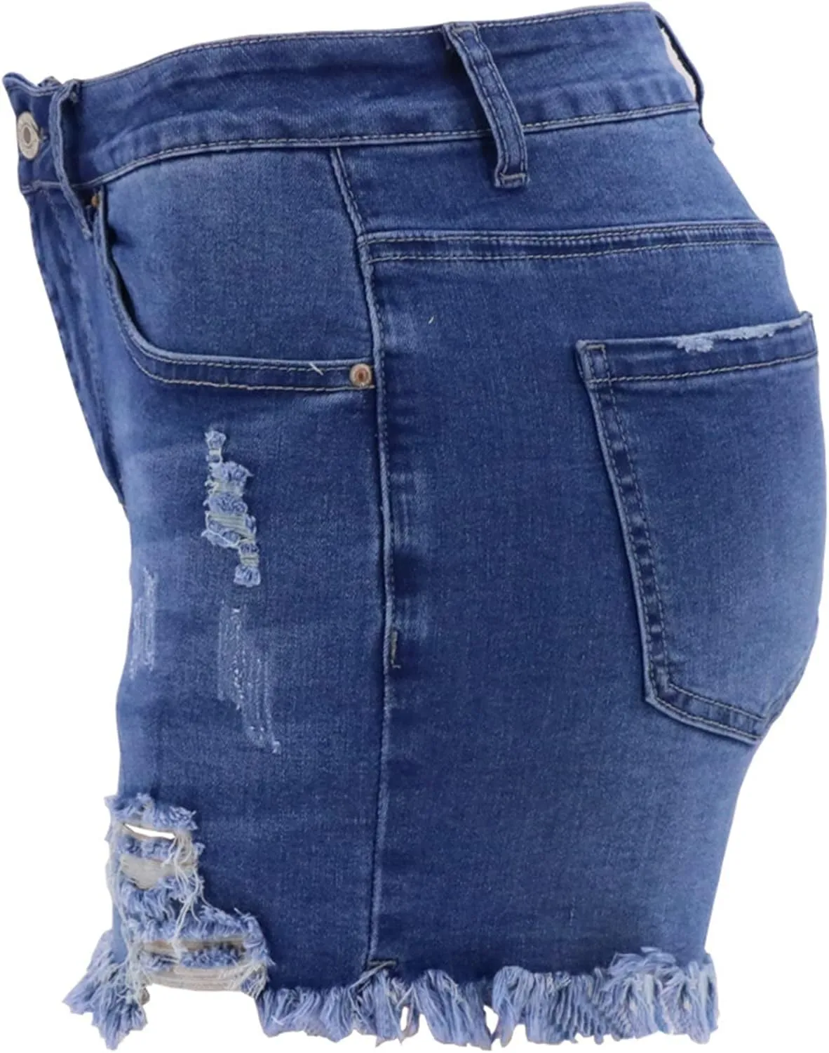 Womens Ripped Stretchy Jean Shorts High Waisted Distressed Frayed Raw Hem Denim Shorts with Pockets Hot Summer Jeans