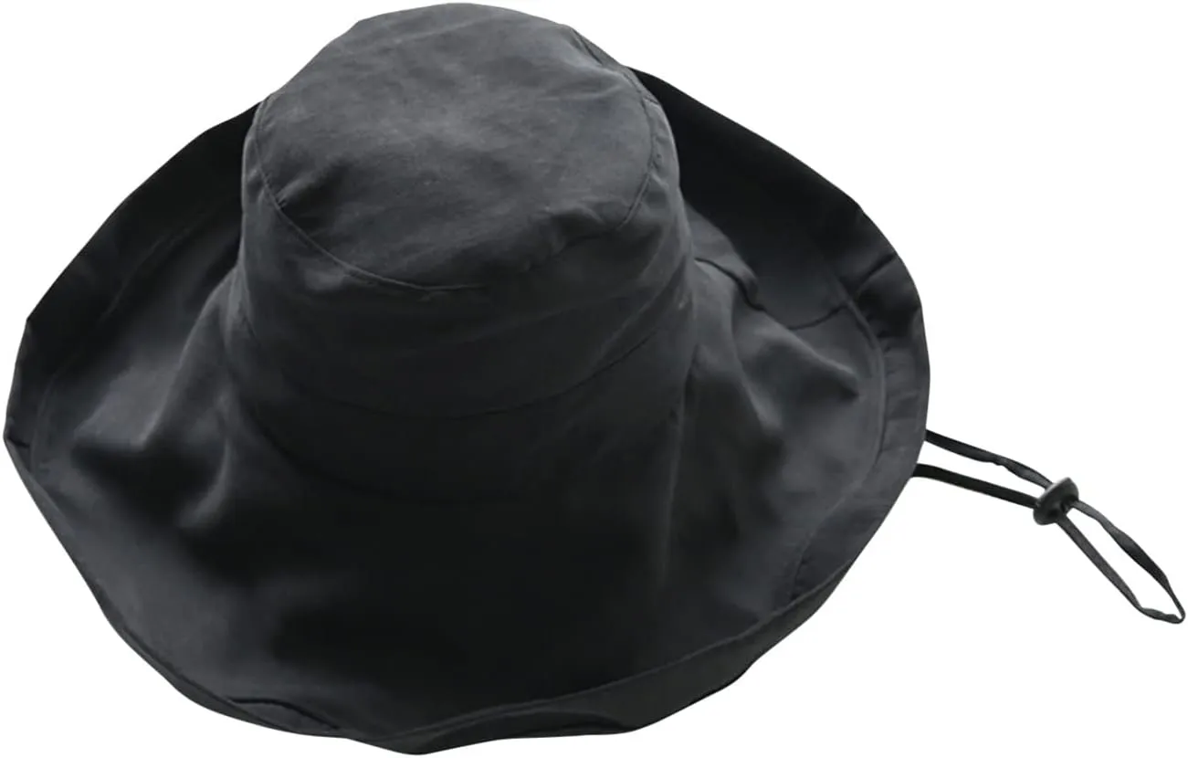 Womens Rollable Cloche Bucket Hats Cotton Wide Brim Travel Sun Hats Vintage Fisherman Cap UPF50  Packable Beach Hat