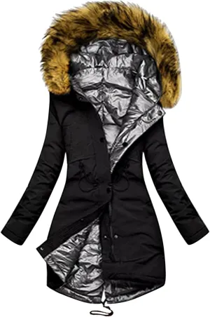Womens Sherpa Lined Jacket Fuzzy Fleece Thickened Warm Winter Jackets Long Sleeve Button Down Slim Fit Hooded Coat