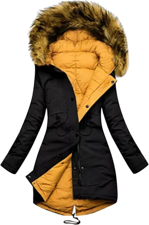 Womens Sherpa Lined Jacket Fuzzy Fleece Thickened Warm Winter Jackets Long Sleeve Button Down Slim Fit Hooded Coat