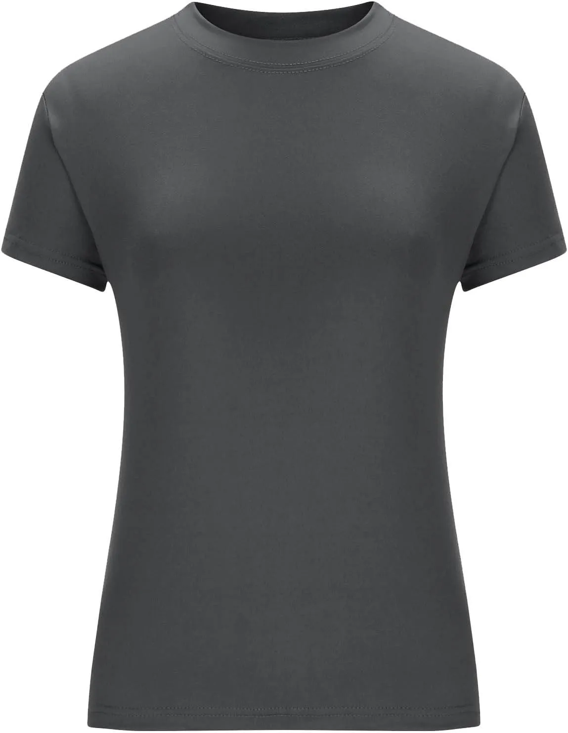Womens Short Sleeve Shirts Crewneck Solid Color Slim Fitted T-Shirt Summer Basic Tee 2025 Tops