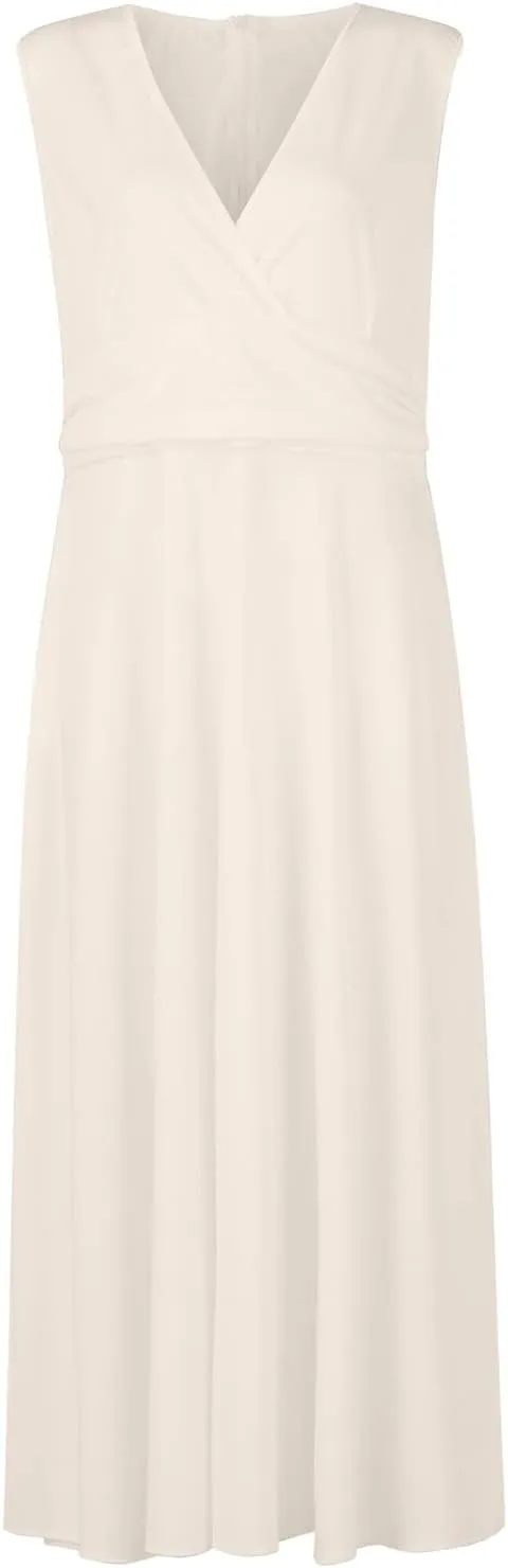 Women's Sleeveless Deep V Neck Floral Print Maxi Dresses Pleated High Waist Party Evening Long Dress