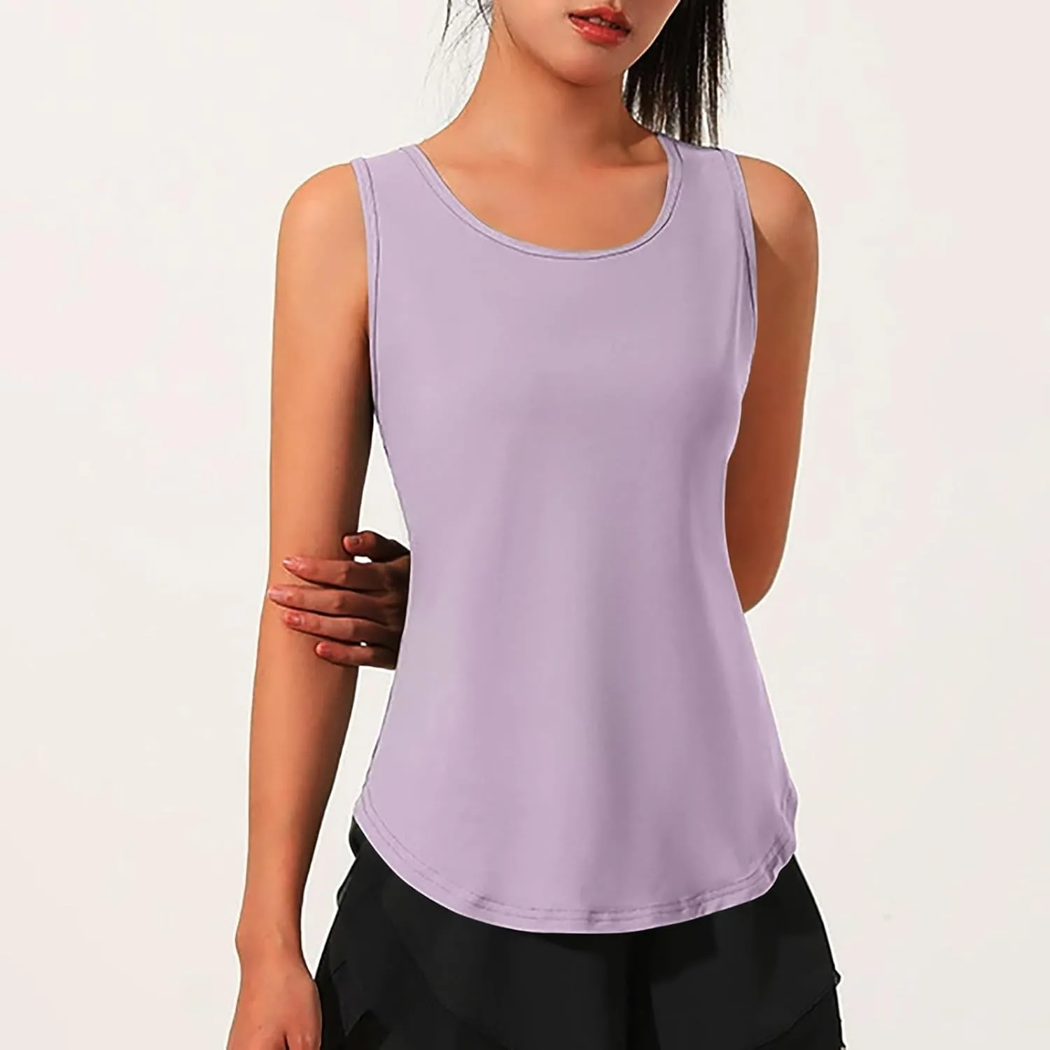 Women's Sleeveless Workout Tank Tops Quick Dry Loose Fit Crewneck Yoga Tops Casual Athletic Gym Running Tees Shirts