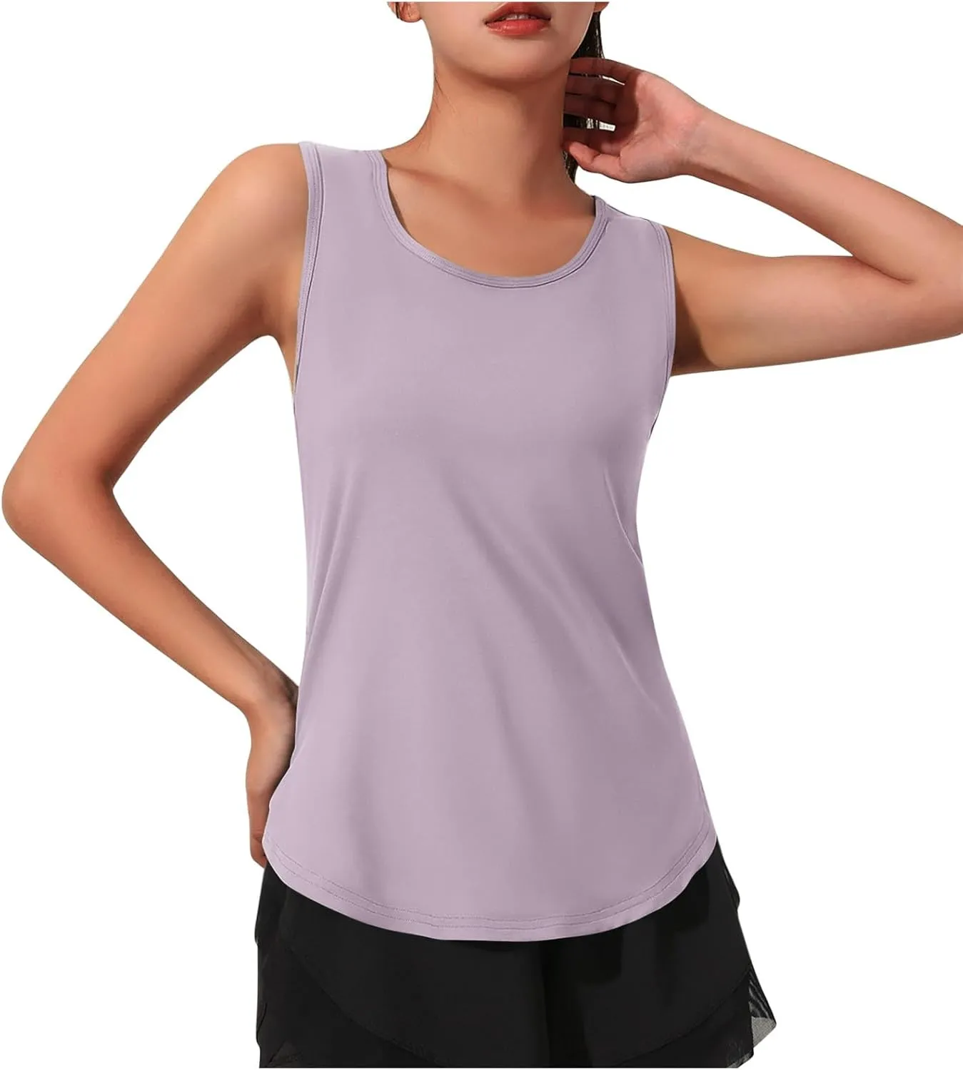 Women's Sleeveless Workout Tank Tops Quick Dry Loose Fit Crewneck Yoga Tops Casual Athletic Gym Running Tees Shirts