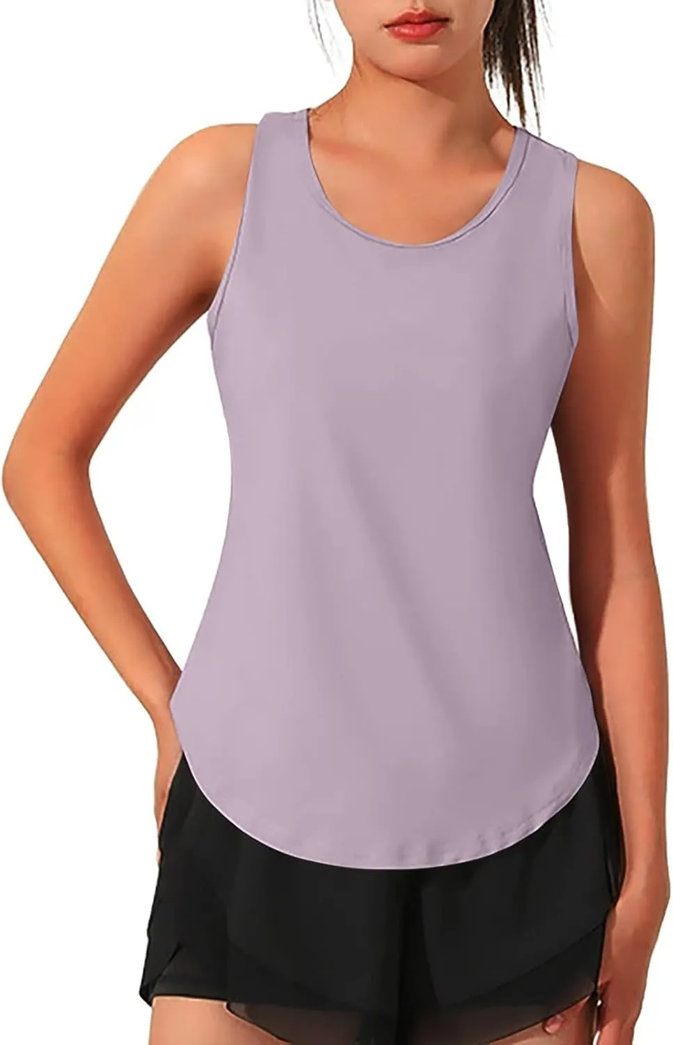 Women's Sleeveless Workout Tank Tops Quick Dry Loose Fit Crewneck Yoga Tops Casual Athletic Gym Running Tees Shirts
