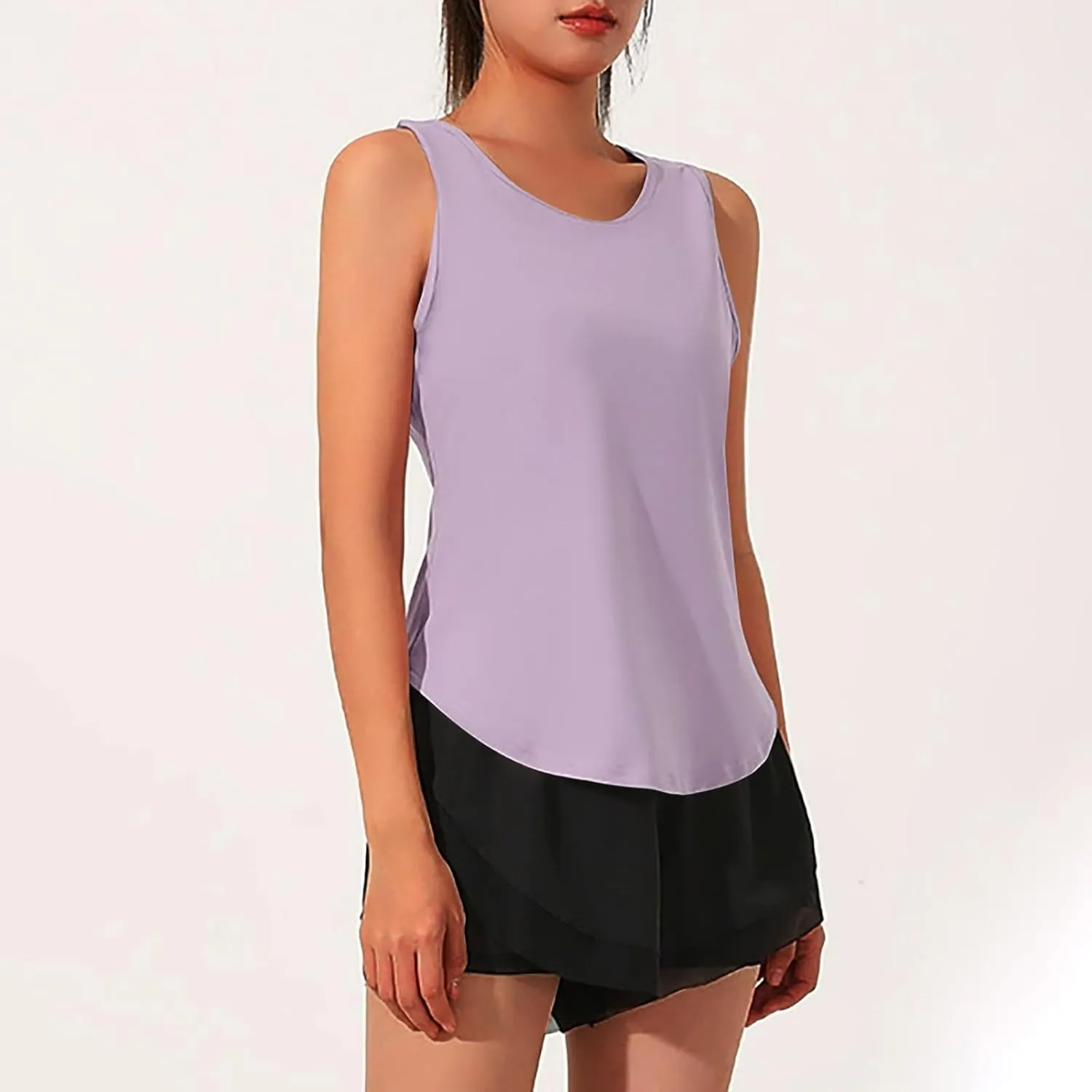 Women's Sleeveless Workout Tank Tops Quick Dry Loose Fit Crewneck Yoga Tops Casual Athletic Gym Running Tees Shirts