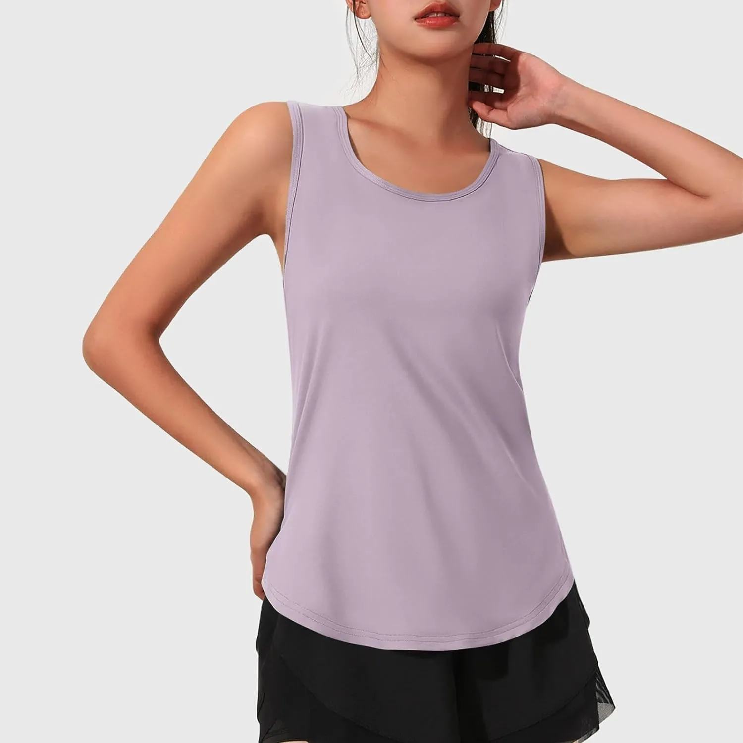 Women's Sleeveless Workout Tank Tops Quick Dry Loose Fit Crewneck Yoga Tops Casual Athletic Gym Running Tees Shirts
