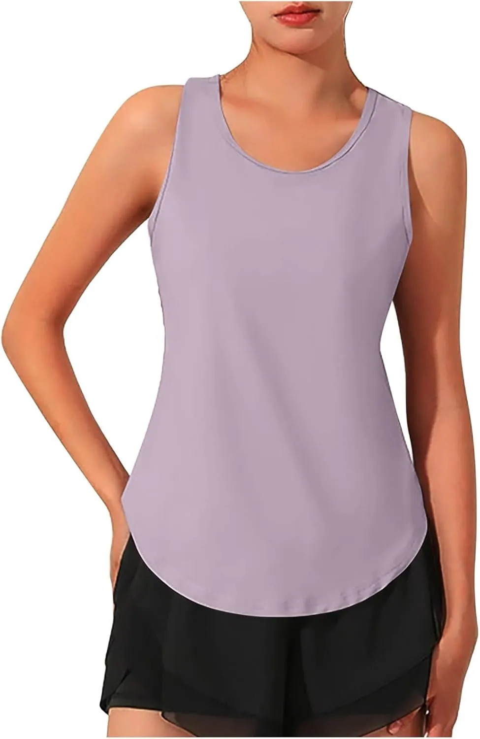 Women's Sleeveless Workout Tank Tops Quick Dry Loose Fit Crewneck Yoga Tops Casual Athletic Gym Running Tees Shirts