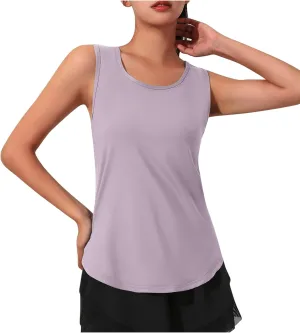 Women's Sleeveless Workout Tank Tops Quick Dry Loose Fit Crewneck Yoga Tops Casual Athletic Gym Running Tees Shirts