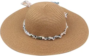 Women's Straw Derby Sun Hat Vintage Pearl Band Fedora Hat Wide Brim Trilby Panama Hat Travel Wedding Bucket Hats