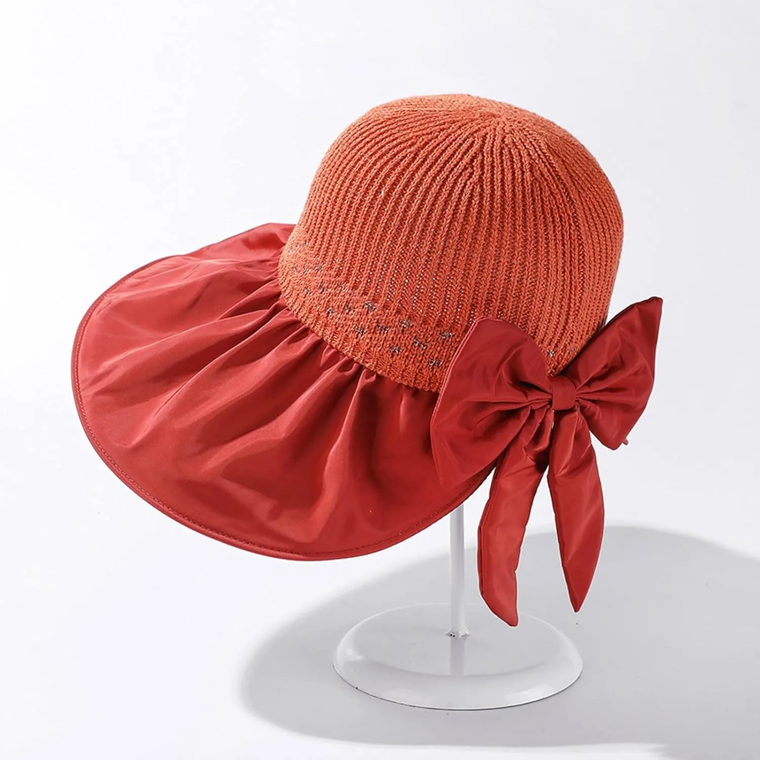 Womens Straw Wide Brim Sun Hats Outdoor Casual Bow Solid Colors Beach Hat Summer Travel Vacation Visor Hat