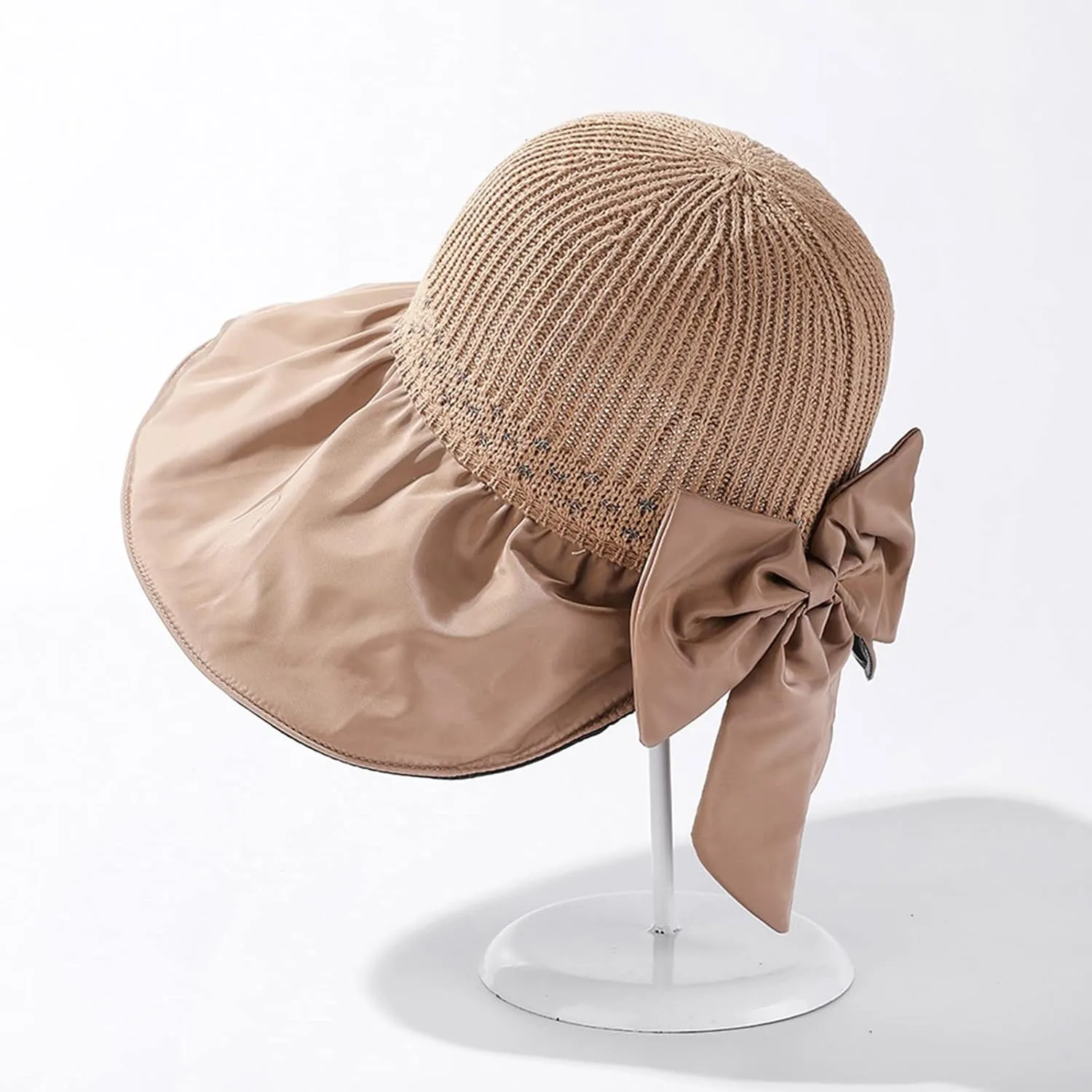 Womens Straw Wide Brim Sun Hats Outdoor Casual Bow Solid Colors Beach Hat Summer Travel Vacation Visor Hat