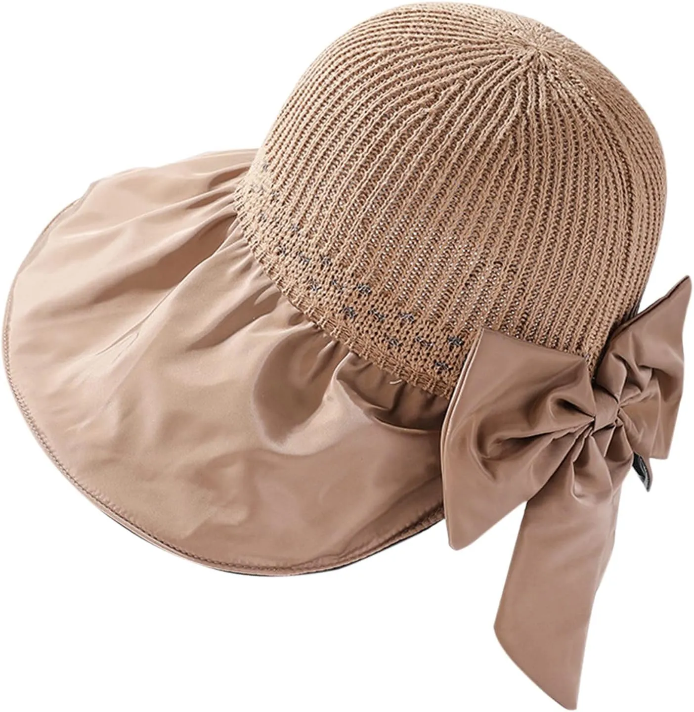 Womens Straw Wide Brim Sun Hats Outdoor Casual Bow Solid Colors Beach Hat Summer Travel Vacation Visor Hat