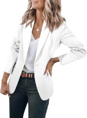 Womens Suit Jacket Business Casual Blazer Long Sleeve Lapel Open Front Button Work Blazer Jackets Trendy Clothes