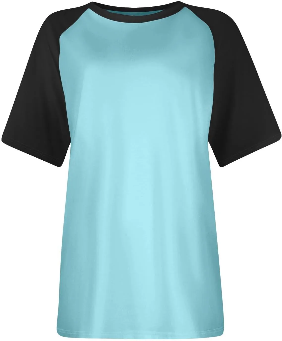 Women's Summer Tops Color Block Raglan Short Sleeve T Shirts Loose Fit Basic Crewneck Casual Stretchy Tees Blouse