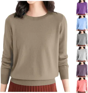 Womens Sweaters Cashmere Sweater Long Sleeve Soft Crew Neck Lightweight Knitted Pullover Comfy Knitted Jumpers