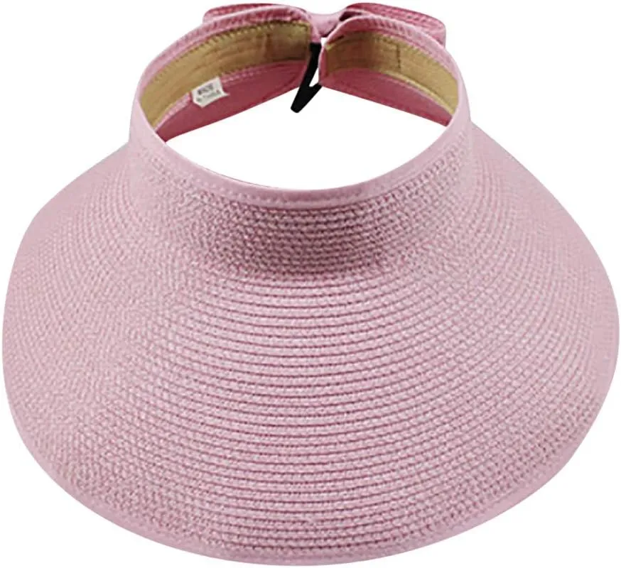 Women's UPF 50  UV Protection Wide Brim Beach Sun Visor Hat,Allowing A Ponytail or Braid Outdoor Activity Tennis Caps