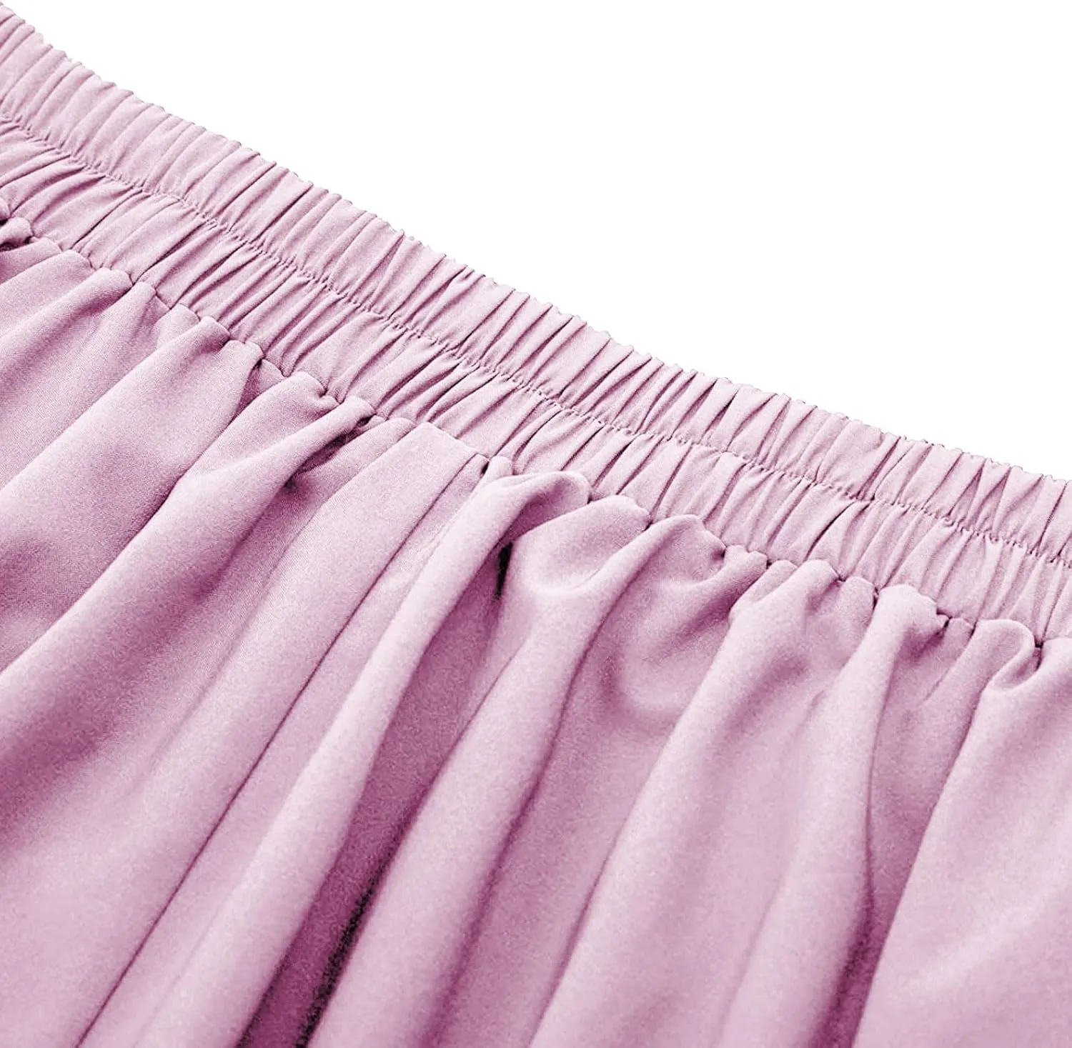 Women's Vintage High Waisted Skirts Casual Button Deco Midi A-Line Skirt Elastic Waist Flowy Skirts with Pockets