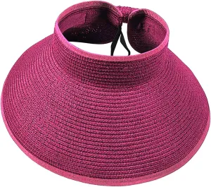 Women's Wide Brim Sun Hat Roll Up Straw Sun Visor Solid Colors Emtop Top Hats Outdoor Summer Travel Cap