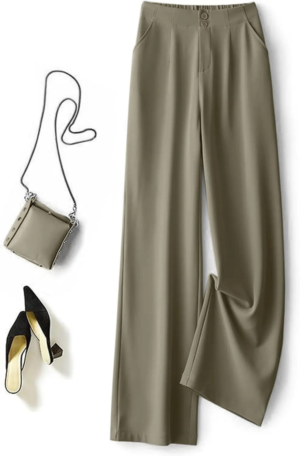 Women's Wide Leg Pants High Waisted Business Work Summer Dressy Casual Loose Trousers Straight Leg Trendy Suit Pants