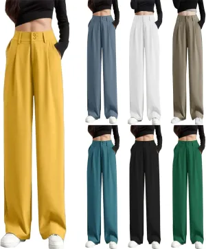Women's Wide Leg Pants High Waisted Business Work Summer Dressy Casual Loose Trousers Straight Leg Trendy Suit Pants