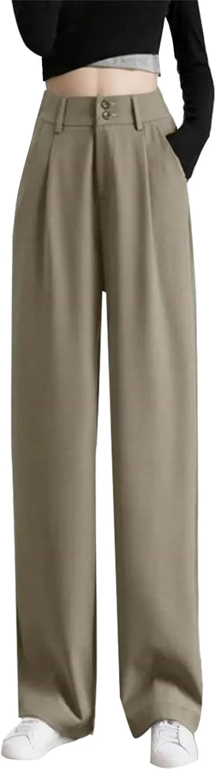Women's Wide Leg Pants High Waisted Business Work Summer Dressy Casual Loose Trousers Straight Leg Trendy Suit Pants