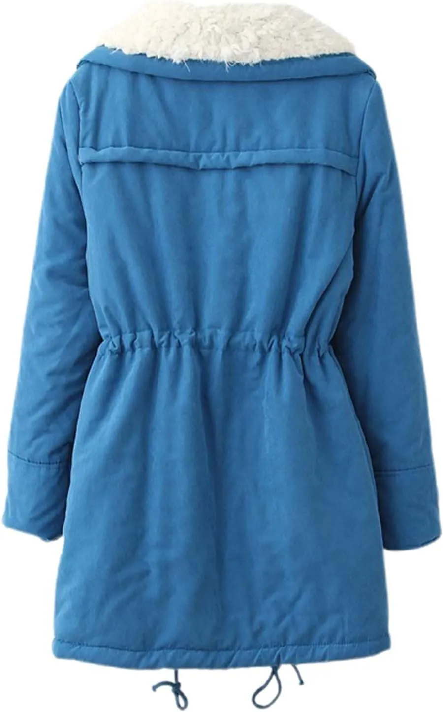 Women's Winter Parka Coats Fuzzy Sleece Stand Collar Sherpa Lined Down Jacket Solid Color Mid-Length Work Jackets