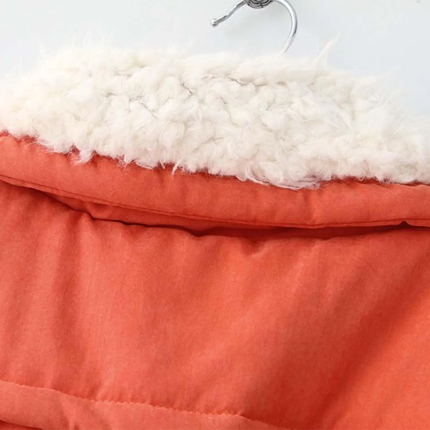 Women's Winter Parka Coats Fuzzy Sleece Stand Collar Sherpa Lined Down Jacket Solid Color Mid-Length Work Jackets
