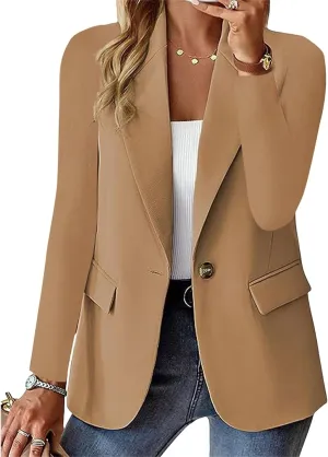 Women's Work Office Blazer Casual Long Sleeve Lapel Open Front Suit Jacket Work Blazer Elegant Clothes with Pockets