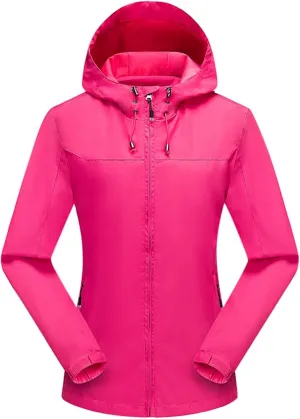 Womens Zip Up Coats Plus Size Solid Color Hooded Windproof Waterproof Jacket Outdoor Full Zip Tactic Casual Jackets